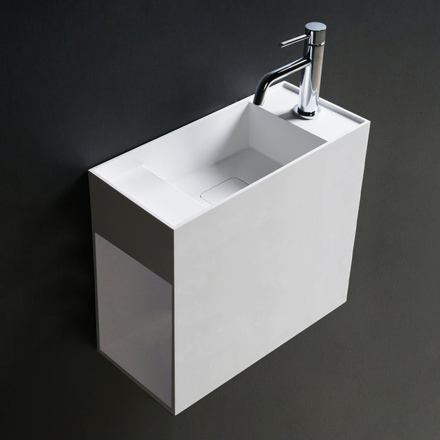 CUBE-X WM 45 w/Side Shelf-WALL MOUNT WASHBASINS-訂造一體無縫洗手盆,Tailor made Washbasins,waterbasin hk, 浴室物料,浴室裝修,訂造洗手盆,浴室翻新,Bathroomware ,Bespoke bathroom,浴室配件,訂造浴室潔具,訂造浴室傢俬,香港 浴室設計 公司,best custom bathroom furniture HK, Infinite Bath