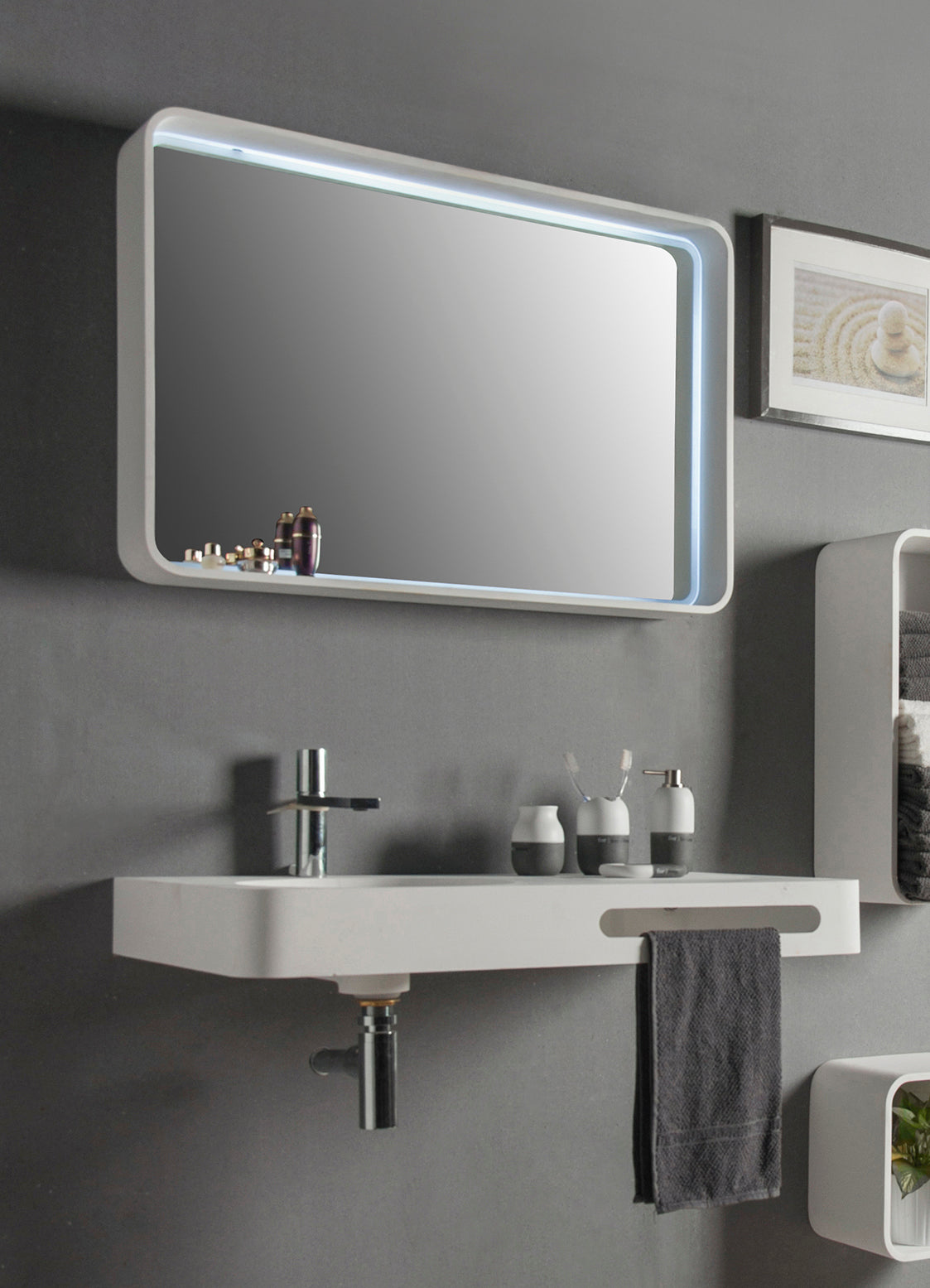 Cirque WM 75L with Towel Bar-WALL MOUNT WASHBASINS-訂造一體無縫洗手盆,Tailor made Washbasins,waterbasin hk, 浴室物料,浴室裝修,訂造洗手盆,浴室翻新,Bathroomware ,Bespoke bathroom,浴室配件,訂造浴室潔具,訂造浴室傢俬,香港 浴室設計 公司,best custom bathroom furniture HK, Infinite Bath