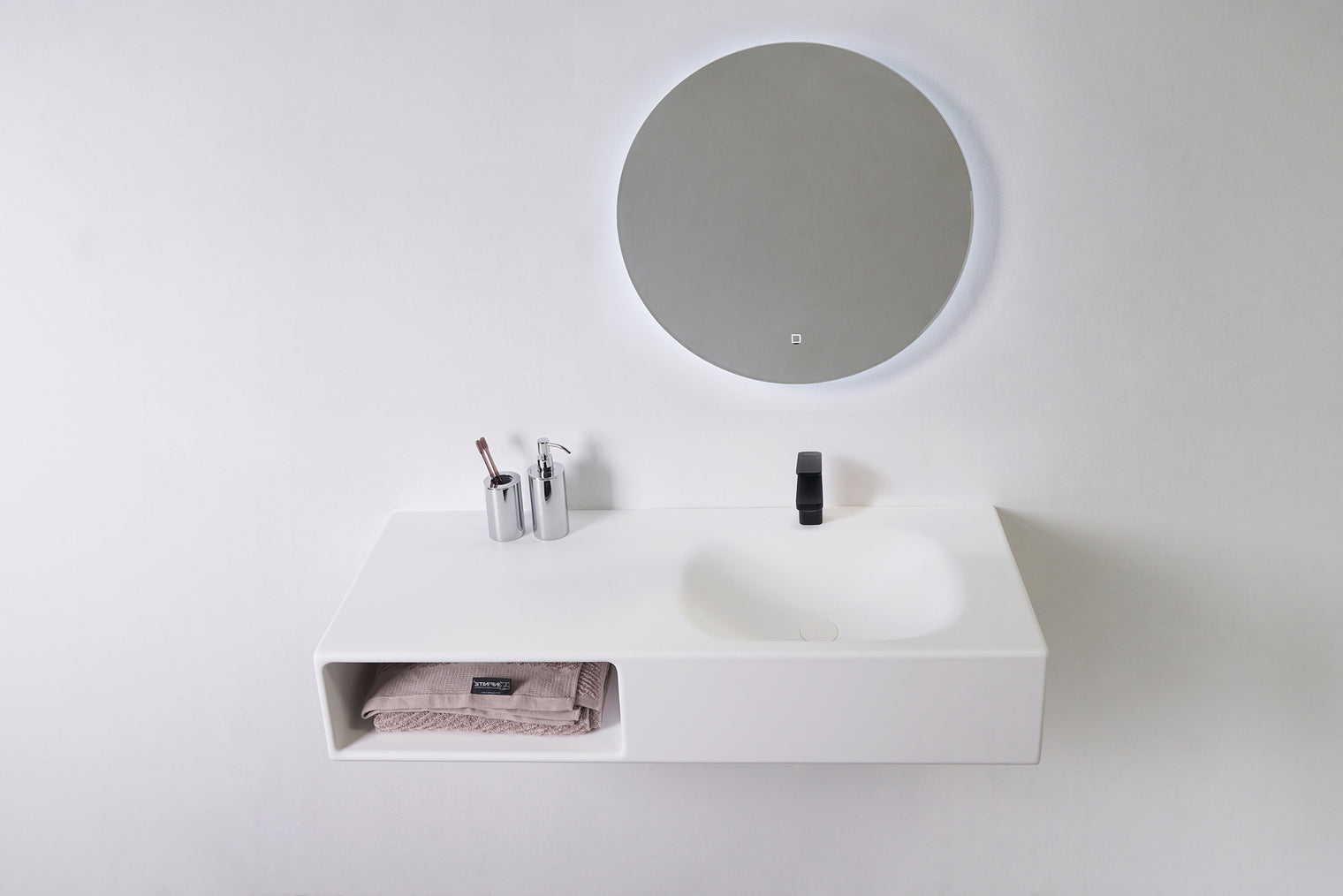 Spio WM 100R w/Shelf-WALL MOUNT WASHBASINS-訂造一體無縫洗手盆,Tailor made Washbasins,waterbasin hk, 浴室物料,浴室裝修,訂造洗手盆,浴室翻新,Bathroomware ,Bespoke bathroom,浴室配件,訂造浴室潔具,訂造浴室傢俬,香港 浴室設計 公司,best custom bathroom furniture HK, Infinite Bath