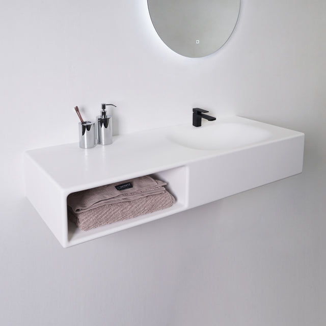 Spio WM 120R w/Shelf-WALL MOUNT WASHBASINS-訂造一體無縫洗手盆,Tailor made Washbasins,waterbasin hk, 浴室物料,浴室裝修,訂造洗手盆,浴室翻新,Bathroomware ,Bespoke bathroom,浴室配件,訂造浴室潔具,訂造浴室傢俬,香港 浴室設計 公司,best custom bathroom furniture HK, Infinite Bath