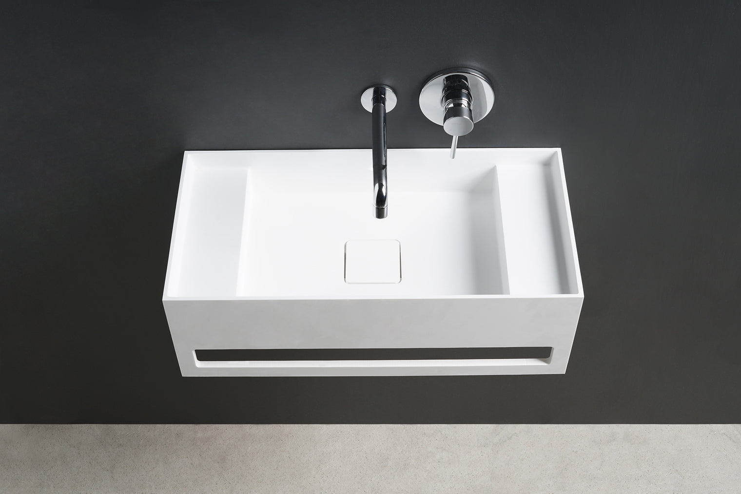 CUBE-X WM 60 w/Towel Bar & Deck-WALL MOUNT WASHBASINS-訂造一體無縫洗手盆,Tailor made Washbasins,waterbasin hk, 浴室物料,浴室裝修,訂造洗手盆,浴室翻新,Bathroomware ,Bespoke bathroom,浴室配件,訂造浴室潔具,訂造浴室傢俬,香港 浴室設計 公司,best custom bathroom furniture HK, Infinite Bath