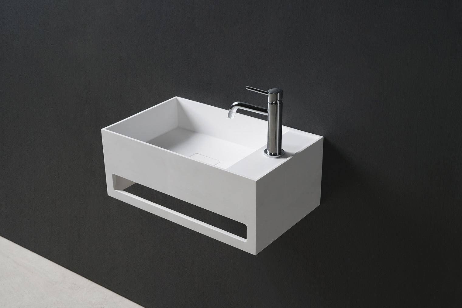 CUBE-X WM 50R w/Towel Bar-WALL MOUNT WASHBASINS-訂造一體無縫洗手盆,Tailor made Washbasins,waterbasin hk, 浴室物料,浴室裝修,訂造洗手盆,浴室翻新,Bathroomware ,Bespoke bathroom,浴室配件,訂造浴室潔具,訂造浴室傢俬,香港 浴室設計 公司,best custom bathroom furniture HK, Infinite Bath