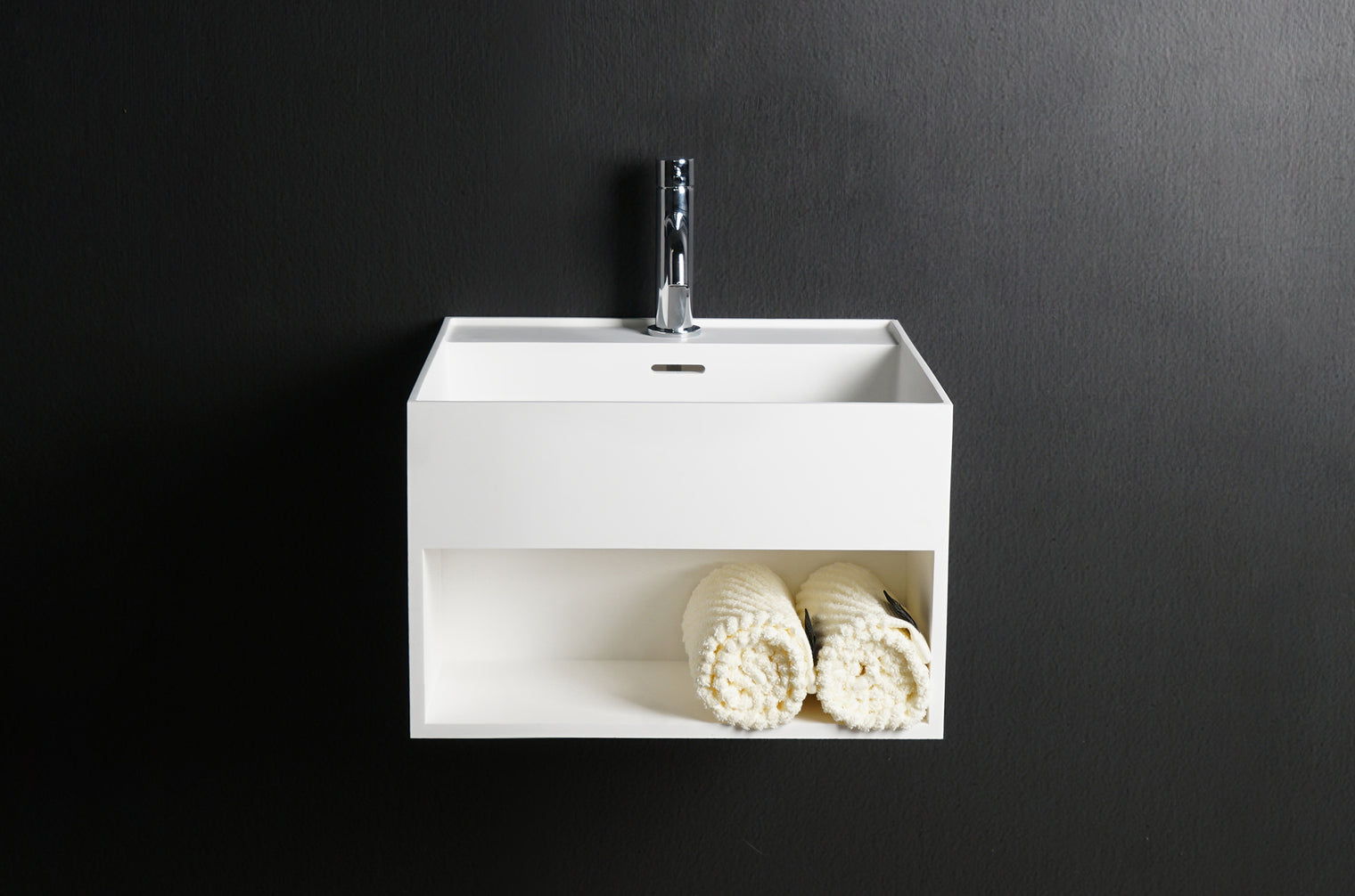 CUBE-X WM 40 w/Shelf-WALL MOUNT WASHBASINS-訂造一體無縫洗手盆,Tailor made Washbasins,waterbasin hk, 浴室物料,浴室裝修,訂造洗手盆,浴室翻新,Bathroomware ,Bespoke bathroom,浴室配件,訂造浴室潔具,訂造浴室傢俬,香港 浴室設計 公司,best custom bathroom furniture HK, Infinite Bath
