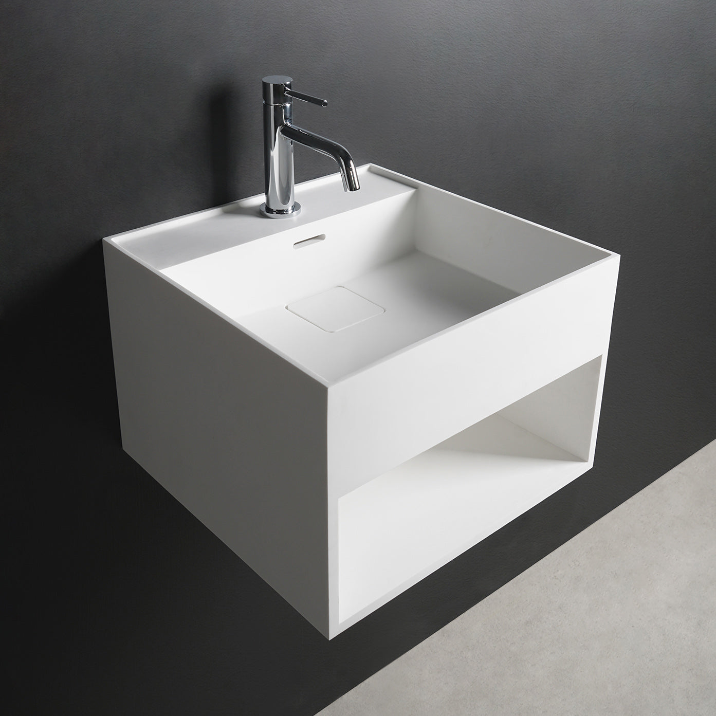 CUBE-X WM 40 w/Shelf-WALL MOUNT WASHBASINS-訂造一體無縫洗手盆,Tailor made Washbasins,waterbasin hk, 浴室物料,浴室裝修,訂造洗手盆,浴室翻新,Bathroomware ,Bespoke bathroom,浴室配件,訂造浴室潔具,訂造浴室傢俬,香港 浴室設計 公司,best custom bathroom furniture HK, Infinite Bath