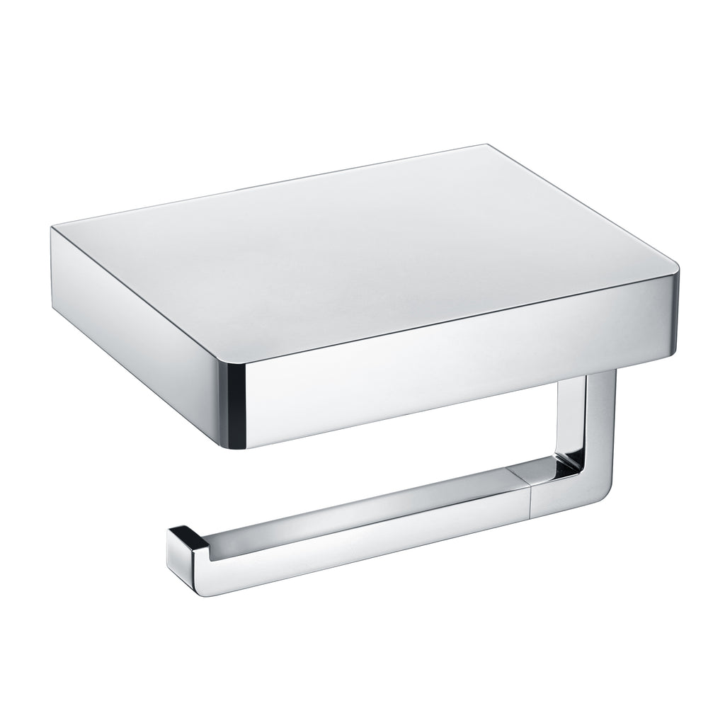 INFINITE | WIEN Toilet Roll Holder with Shelf | Zinc base, Brass pipe