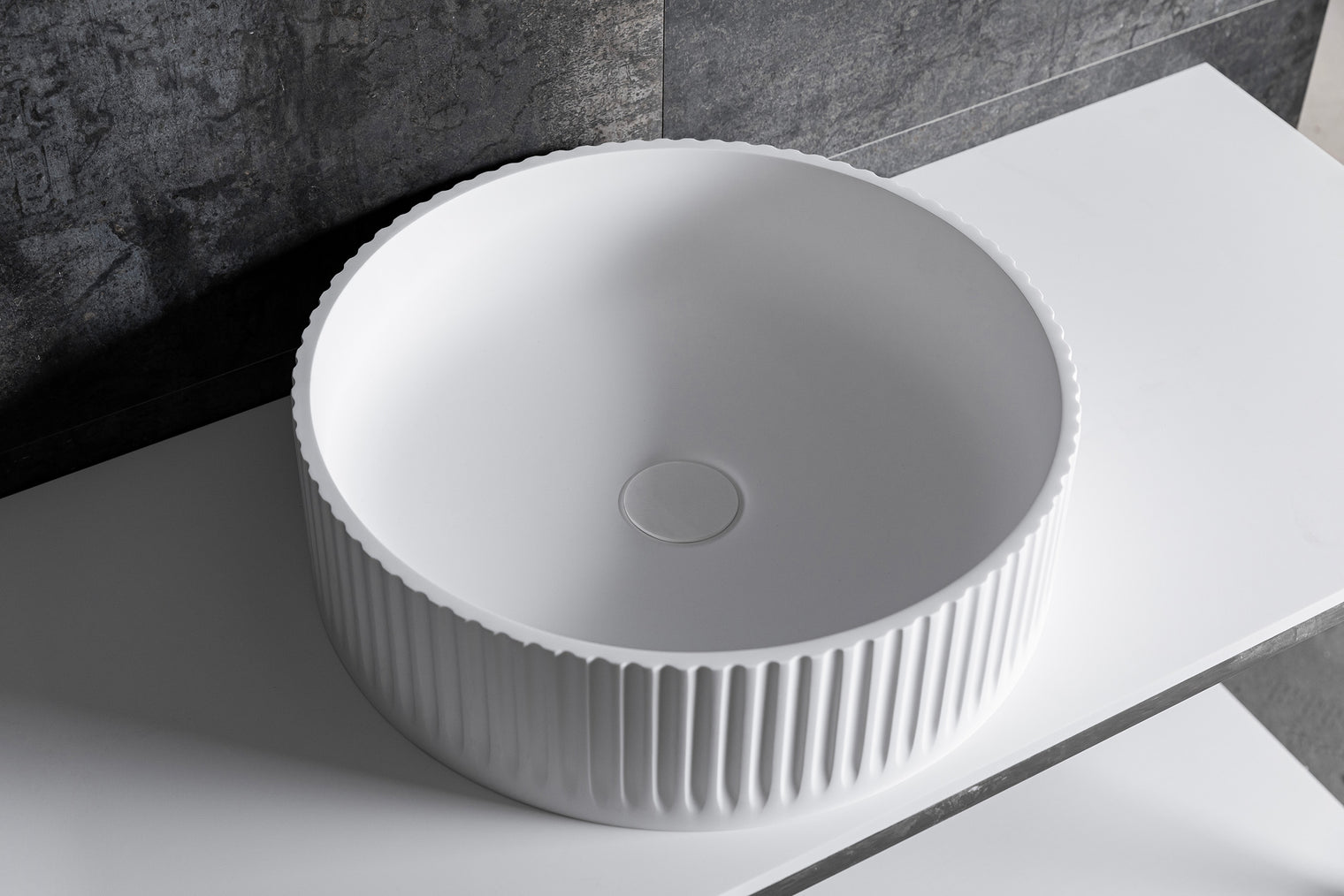 Basin with Stripes (Round) 44-OVERCOUNTER WASHBASINS-INFINITE BATH-訂造洗手盆,浴室翻新, small size bathtubs, custom-made bathtub HK,freestanding bathtub Hong Kong, 獨立式 浴缸 香港, premium bathtub brands HK, Where to buy bathtubs in Hong Kong, best custom bathroom furniture HK, Infinite Bath, Infinite浴缸, Cloakroom,Vanities, Mirrors,Bathroom Furniture, 浴室裝修,浴室 櫃 訂造