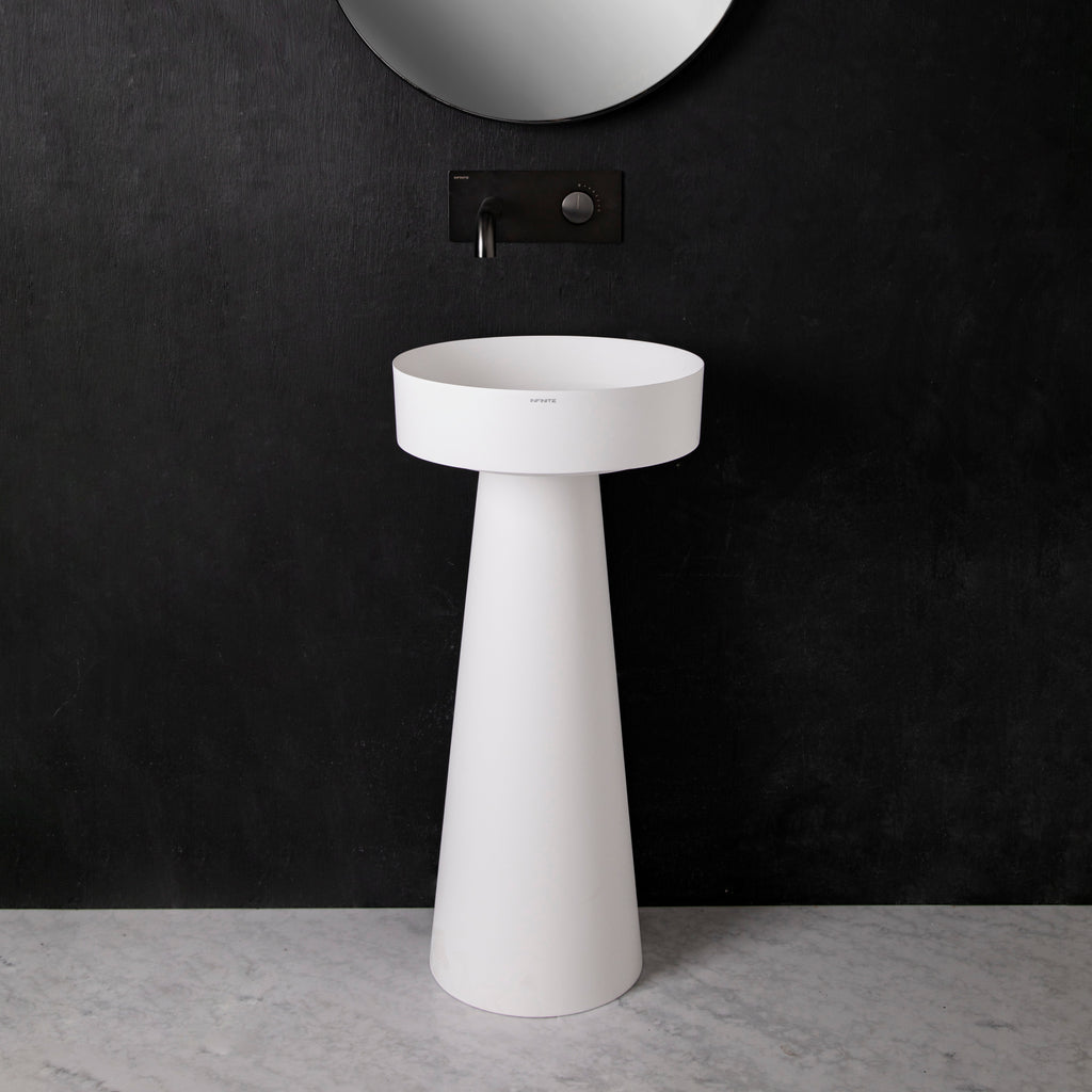 INFINITE | Float P D40 with Pedestal | Overcounter Washbasin | INFINITE Solid Surfaces