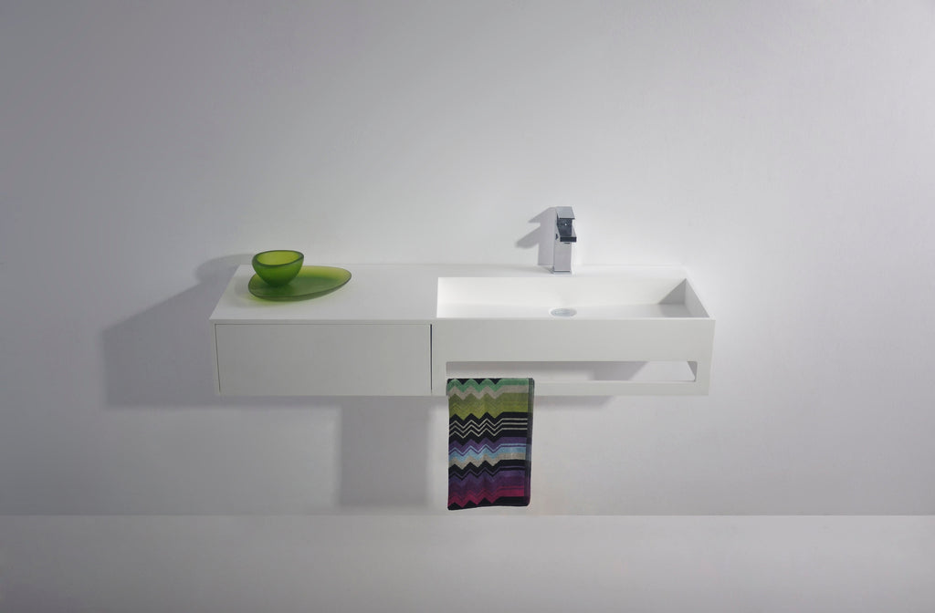 INFINITE | Pure WM 120R with Drawer | Wall Mount Washbasin | INFINITE Solid Surfaces