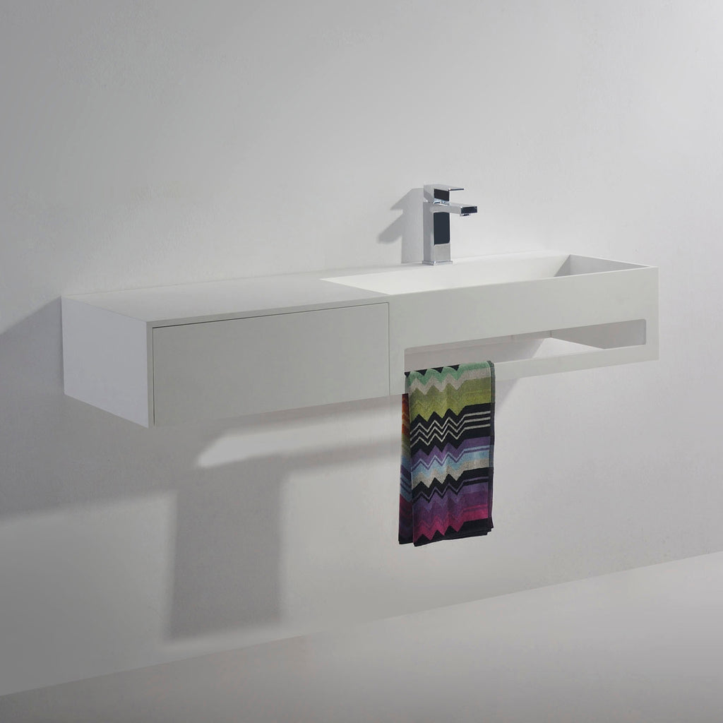 INFINITE | Pure WM 120R with Drawer | Wall Mount Washbasin | INFINITE Solid Surfaces