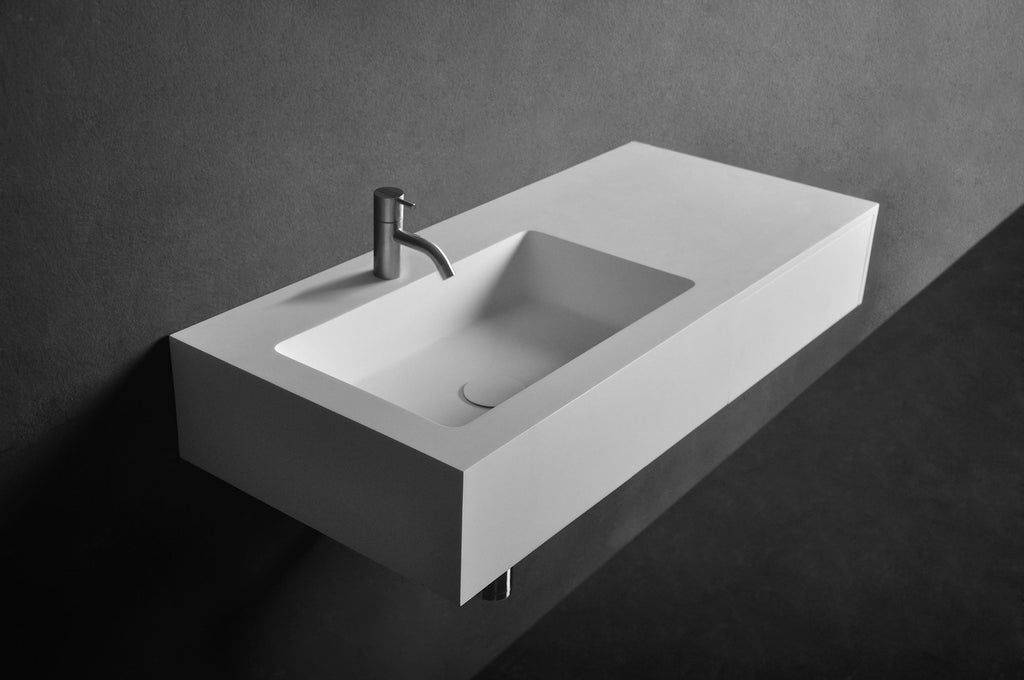INFINITE | Vesta WM 90L with Drawer | Wall Mount Washbasin | INFINITE Solid Surfaces