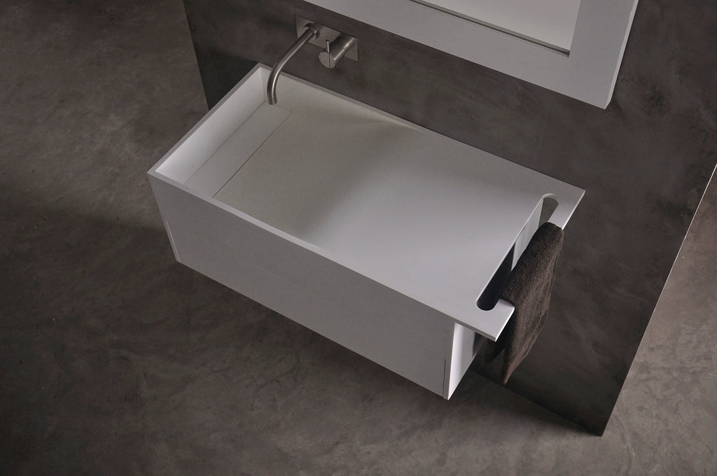 INFINITE | Christianssand WM 80L with Drawer | Wall Mount Washbasin | INFINITE Solid Surfaces
