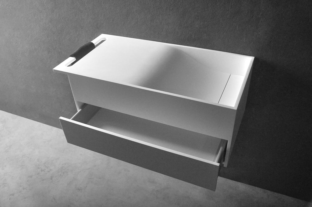 INFINITE | Christianssand WM 80R with Drawer | Wall Mount Washbasin | INFINITE Solid Surfaces