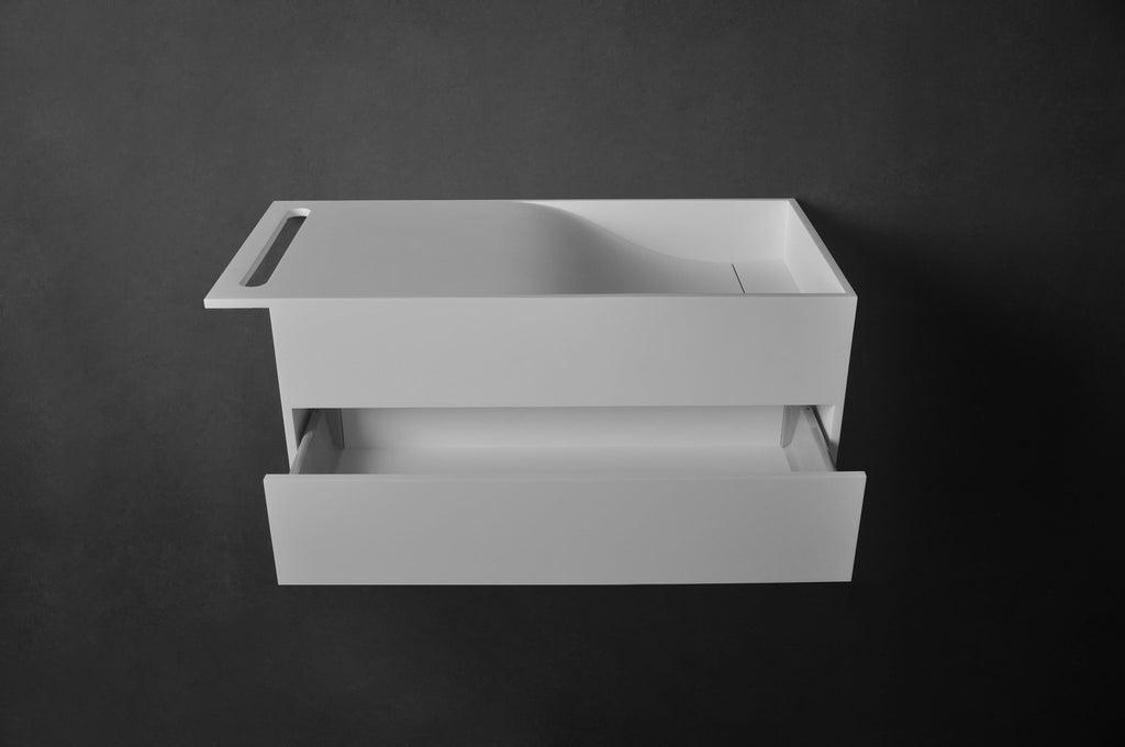 INFINITE | Christianssand WM 80R with Drawer | Wall Mount Washbasin | INFINITE Solid Surfaces