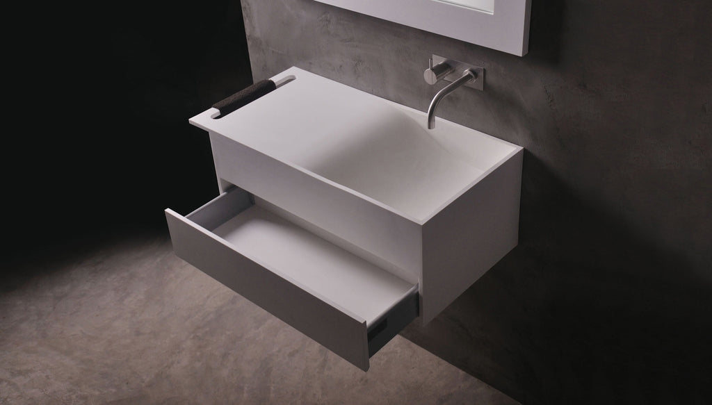 INFINITE | Christianssand WM 80R with Drawer | Wall Mount Washbasin | INFINITE Solid Surfaces