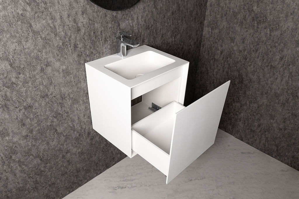 INFINITE | Vesta WM 50 with Drawer | Wall Mount Washbasin | INFINITE Solid Surfaces