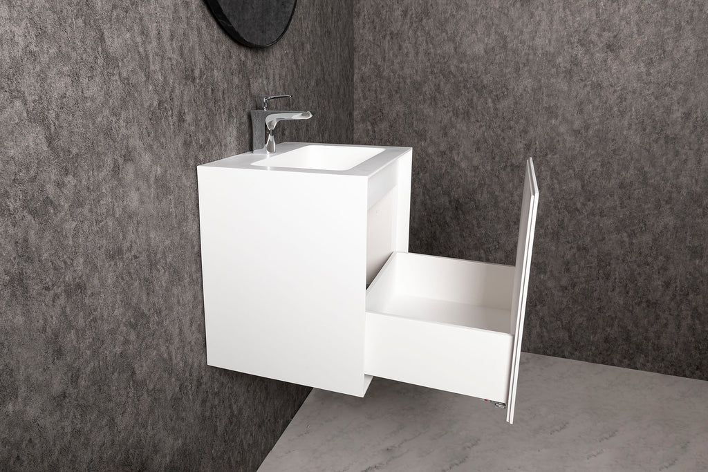 INFINITE | Vesta WM 50 with Drawer | Wall Mount Washbasin | INFINITE Solid Surfaces