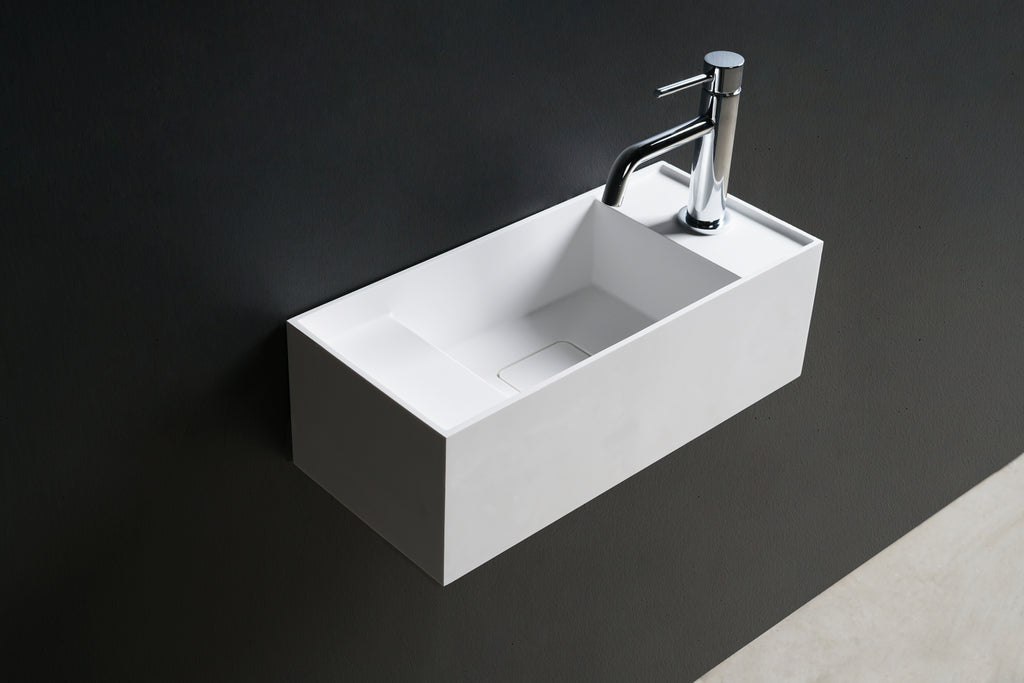 INFINITE | CUBE-X WM 45 | Wall Mount Washbasin | INFINITE Solid Surfaces