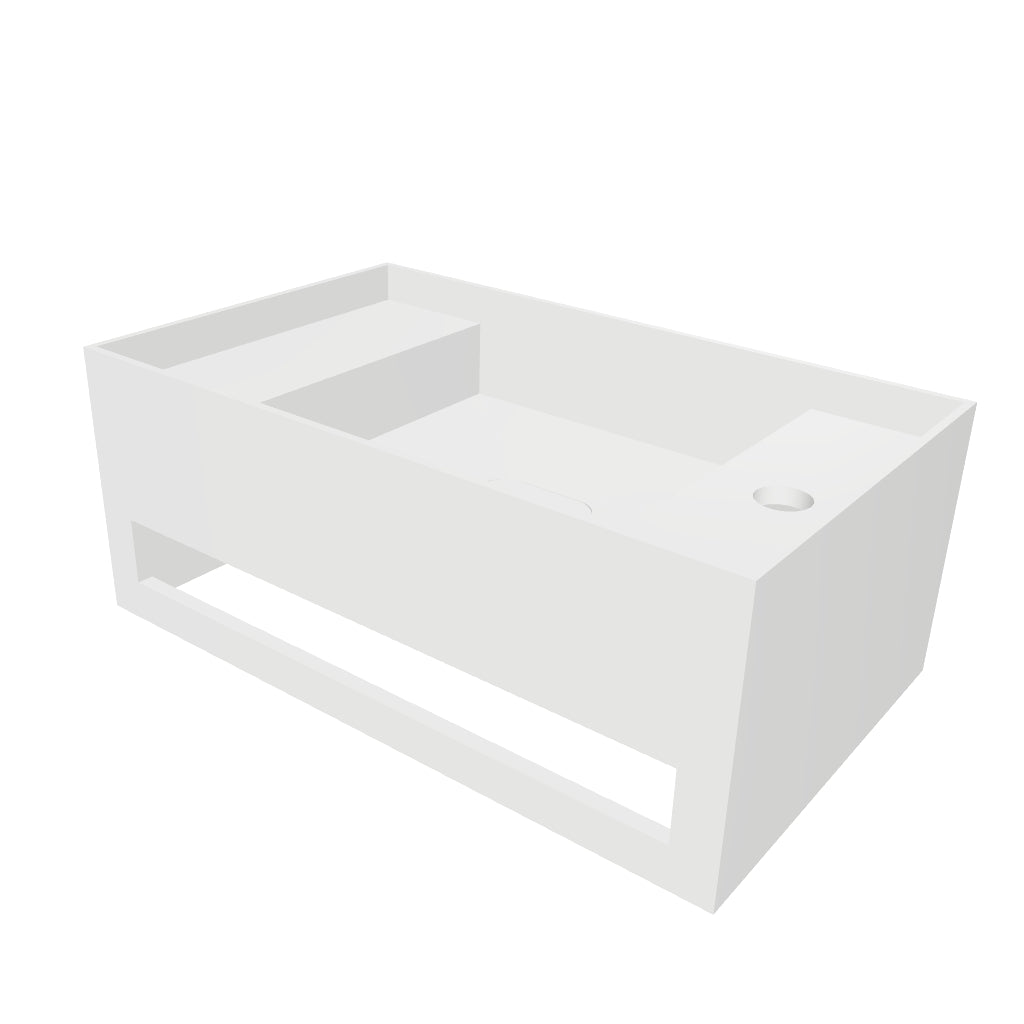 INFINITE | CUBE-X WM 50 with Towel Bar & Deck | Wall Mount Washbasin | INFINITE Solid Surfaces