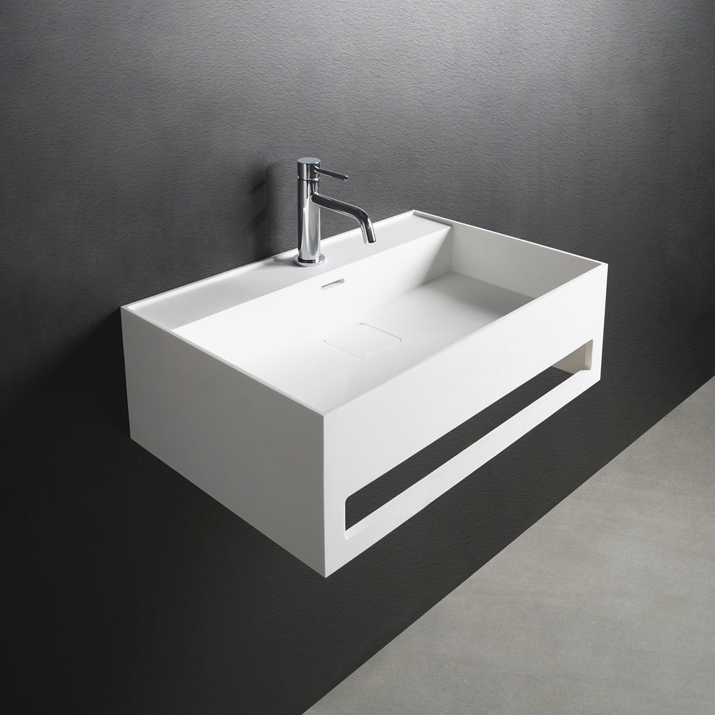 INFINITE | CUBE-X WM 60 with Towel Bar | Wall Mount Washbasin | INFINITE Solid Surfaces
