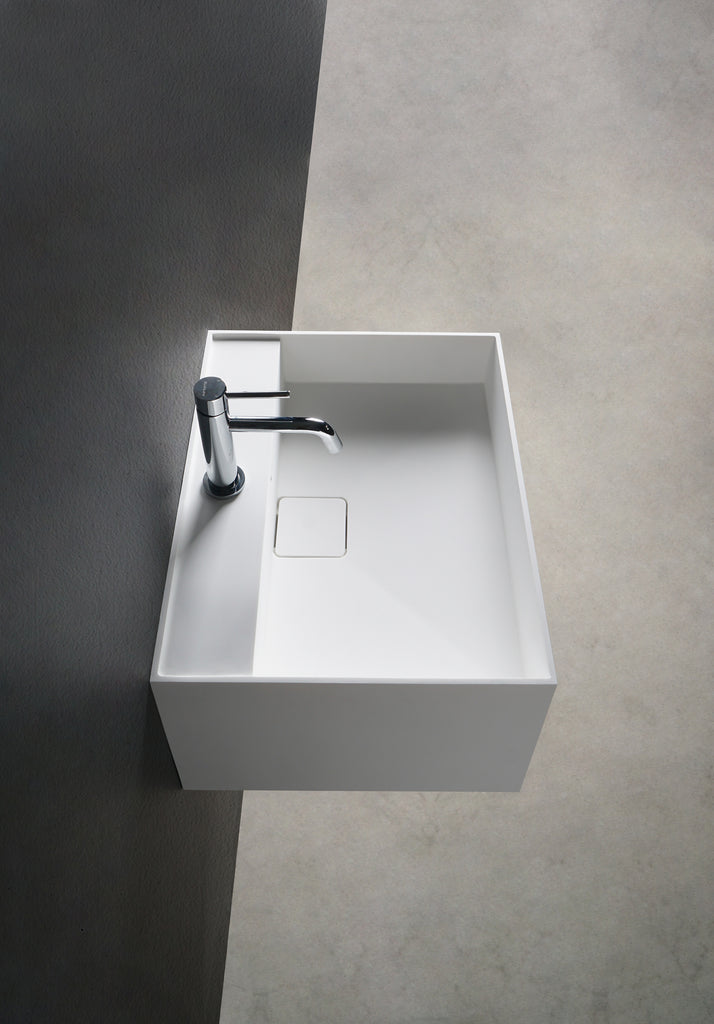 INFINITE | CUBE-X WM 30 with Shelf | Wall Mount Washbasin | INFINITE Solid Surfaces