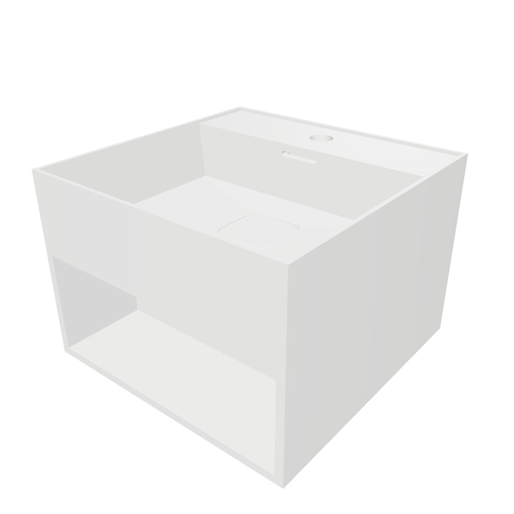 INFINITE | CUBE-X WM 40 with Shelf | Wall Mount Washbasin | INFINITE Solid Surfaces