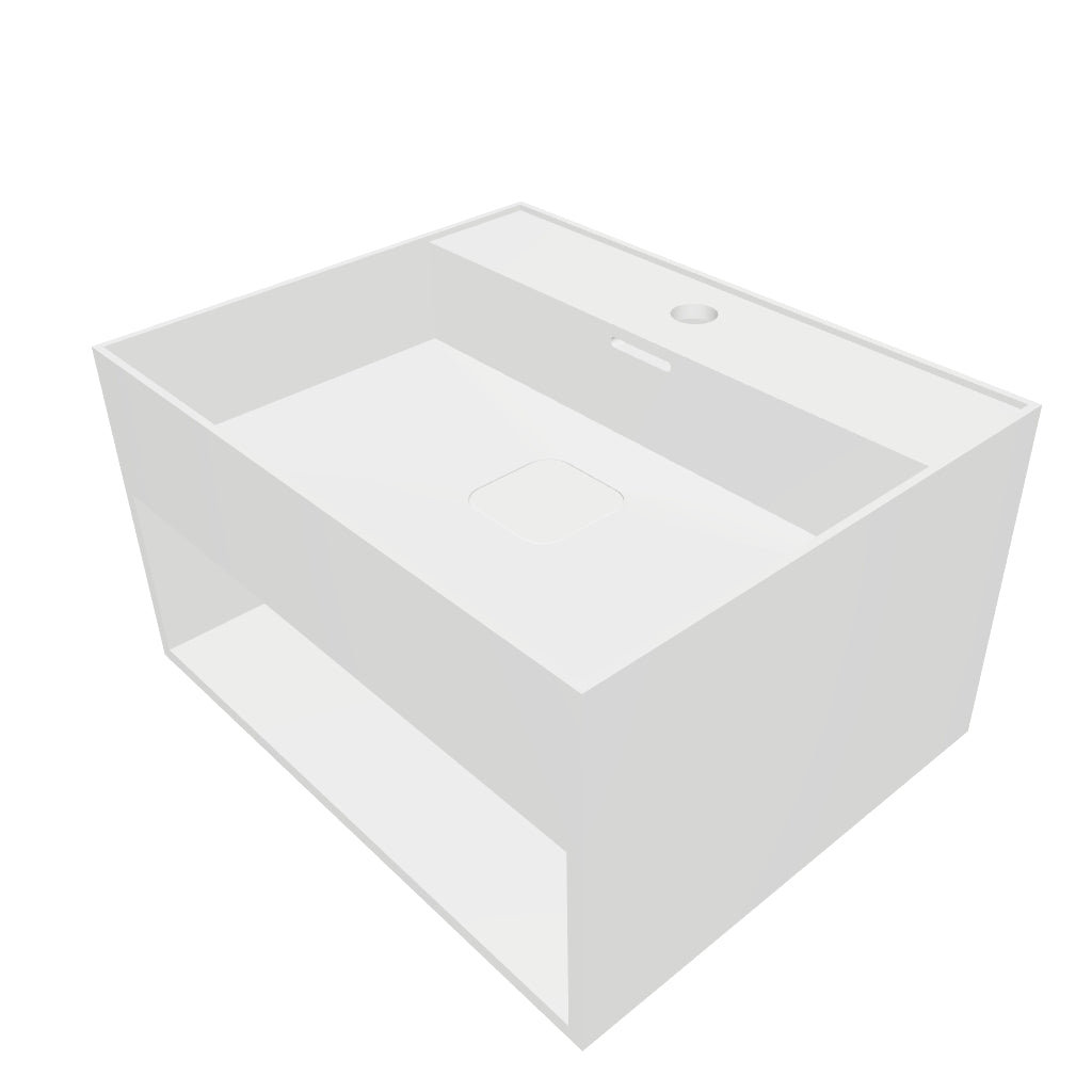 INFINITE | CUBE-X WM 50 with Shelf | Wall Mount Washbasin | INFINITE Solid Surfaces