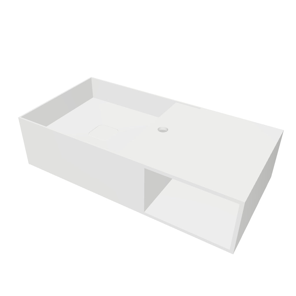 INFINITE | CUBE-X WM 80L with Shelf | Wall Mount Washbasin | INFINITE Solid Surfaces