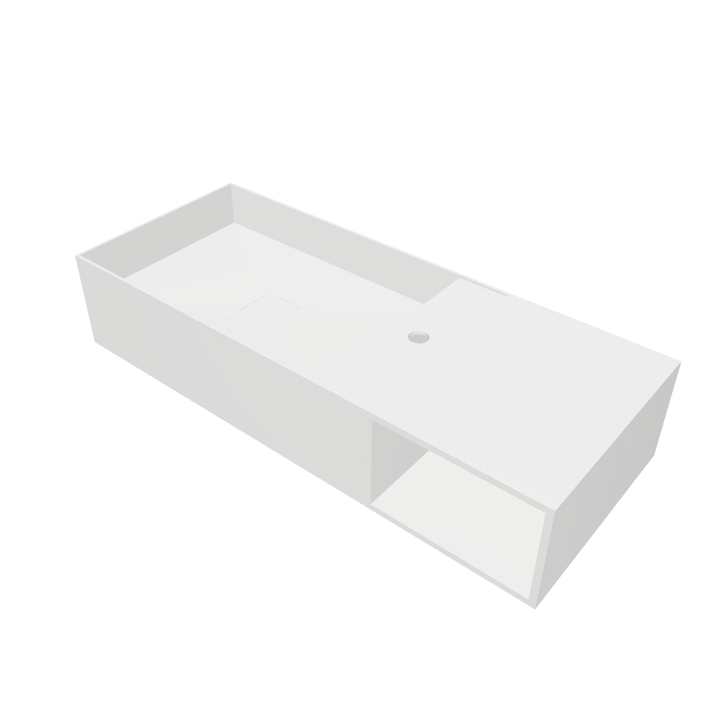 INFINITE | CUBE-X WM 100L with Shelf | Wall Mount Washbasin | INFINITE Solid Surfaces