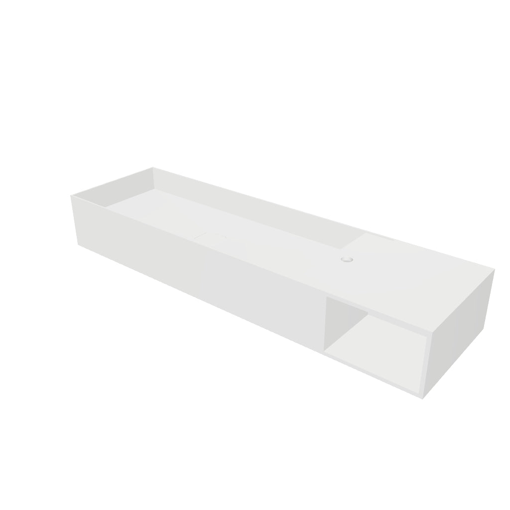 INFINITE | CUBE-X WM 140L with Shelf | Wall Mount Washbasin | INFINITE Solid Surfaces