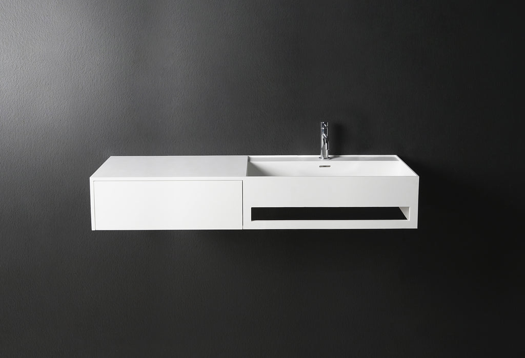 INFINITE | CUBE-X WM 120R with Drawer | Wall Mount Washbasin | INFINITE Solid Surfaces