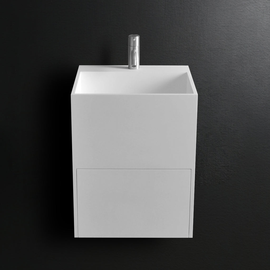INFINITE | CUBE-X WM 40 with Drawer | Wall Mount Washbasin | INFINITE Solid Surfaces