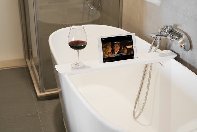 INFINITE | CIRQUE iPad Holder on Bathtub | INFINITE Solid Surfaces