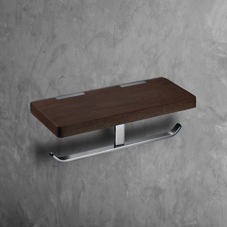 INFINITE | MANILA Double Toilet Roll Holder with Shelf | Zinc base, Brass pipe