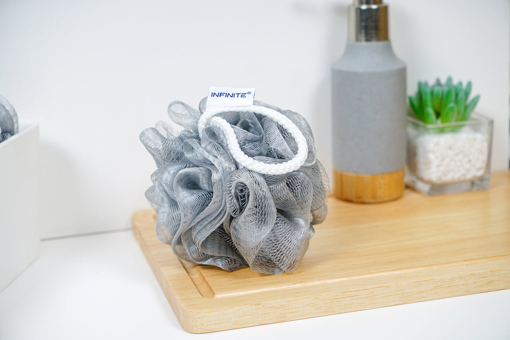 INFINITE | 587 Loofah-Charcoal Soft Mesh Poufs | Loofah-Charcoal