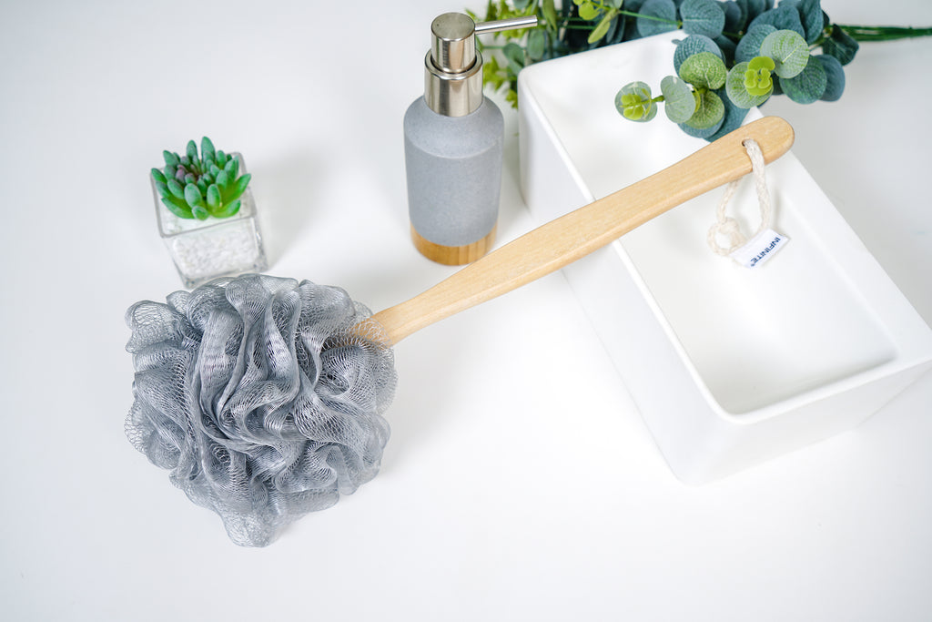 INFINITE | 589 Loofah-Charcoal Back Shower Scrubber | Loofah-Charcoal