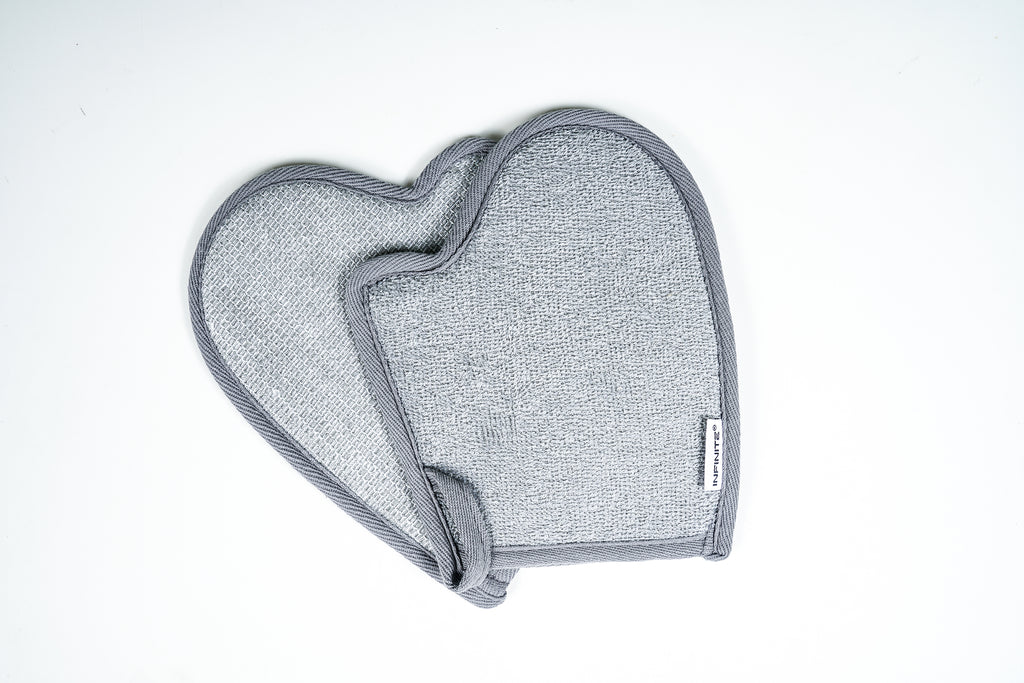 INFINITE | 598 Charcoal Bath Body Mittens | Charcoal