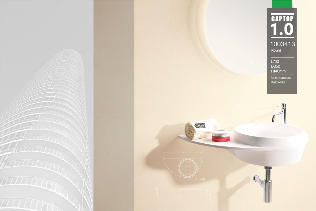 INFINITE | Captop 1.0 Wall Mount Washbasin | INFINITE Solid Surfaces