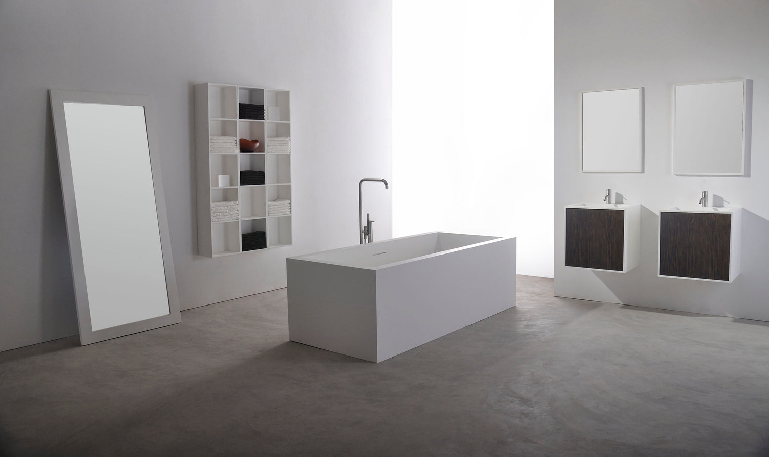 Ancona 200 Freestanding Solid Surfaces Rectangle Bathtub Ancona系列2米長方型人造石獨立式大浴缸採用特別溢水設計