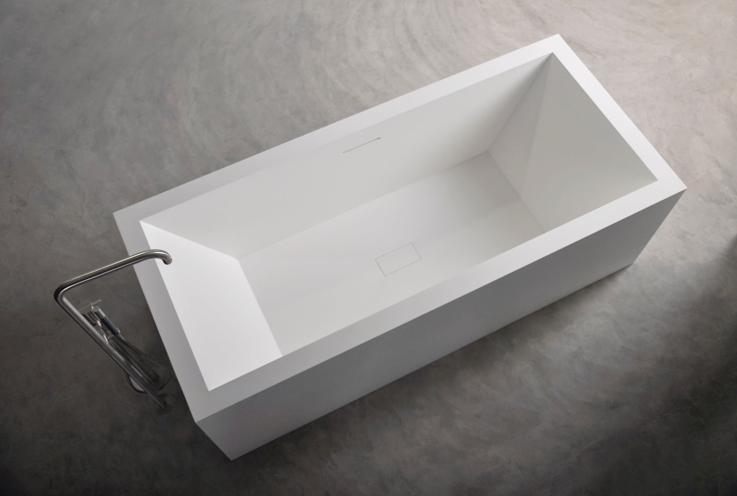 Ancona 200 Freestanding Solid Surfaces Rectangle Bathtub Ancona系列2米長方型人造石獨立式大浴缸採用特別溢水設計