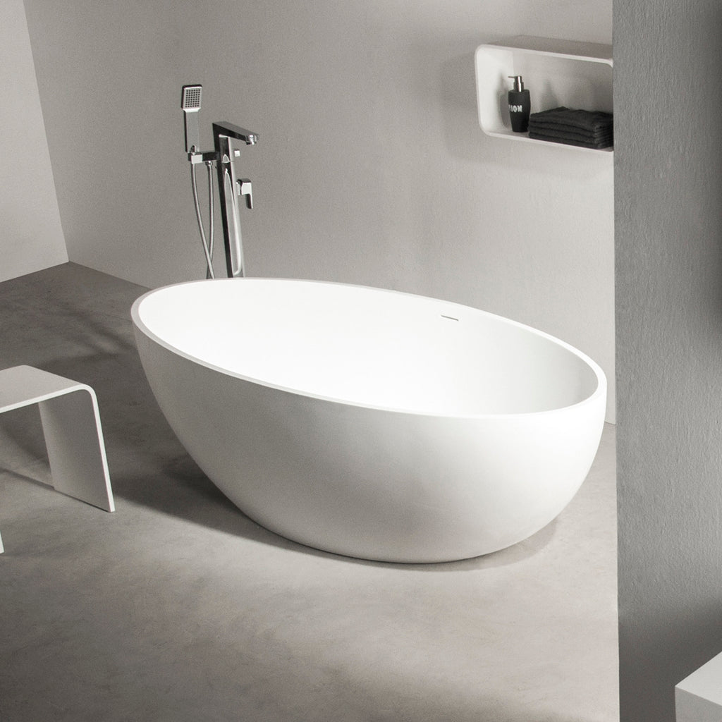 Ferrara 180 Freestanding Designer Solid Surfaces Oval Bathtub Ferrara系列1米8圓型人造石設計師獨立式大浴缸採用特別溢水設計