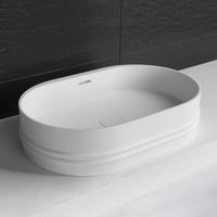 Foggia 55 Designer Solid Surfaces Overcounter Washbasin Foggia系列55CM橢圓型設計師檯上式臉盆採用特別溢水設計