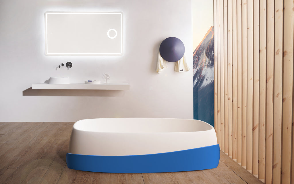 Fujisan 162 Freestanding Designer Solid Surfaces Bathtub 富士山系列1米6長型人造石設計師獨立式大浴缸採用特別溢水設計