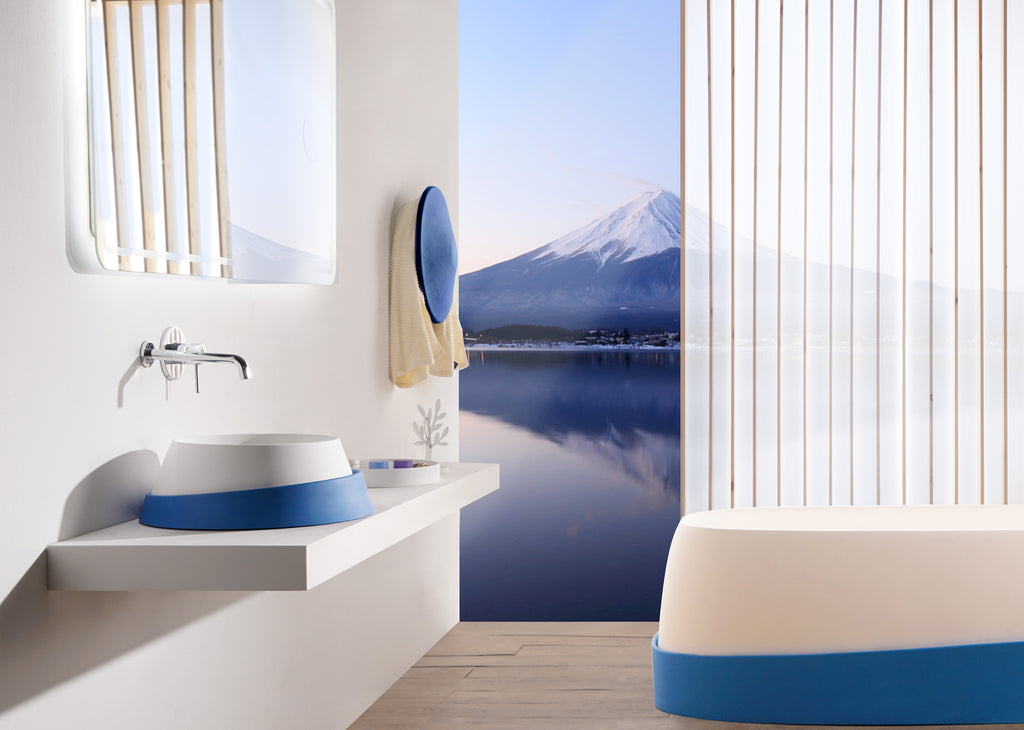 Fujisan 162 Freestanding Designer Solid Surfaces Bathtub 富士山系列1米6長型人造石設計師獨立式大浴缸採用特別溢水設計