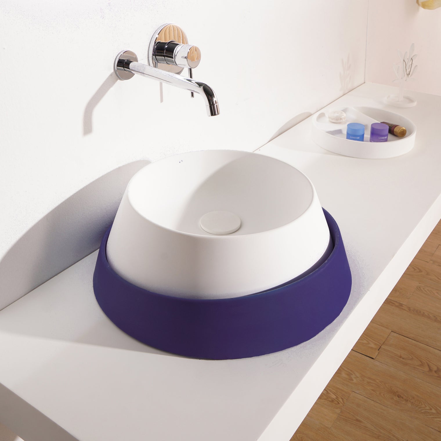 Fujisan D45 Designer Round Solid Surfaces Overcounter Washbasin Fujisan系列45CM圓型人造石設計師檯上式臉盆採用特別溢水設計