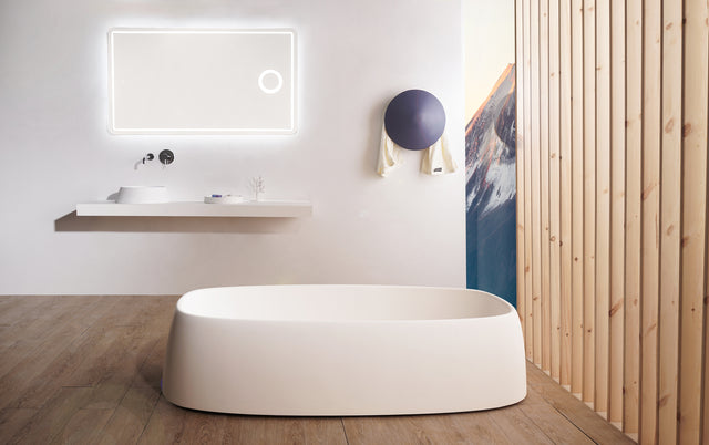 Fujisan Lite 158 Freestanding Designer Solid Surfaces Bathtub Fujisan Lite系列1米5獨特且具時尚色彩設計師獨立式浴缸採用特別溢水設計