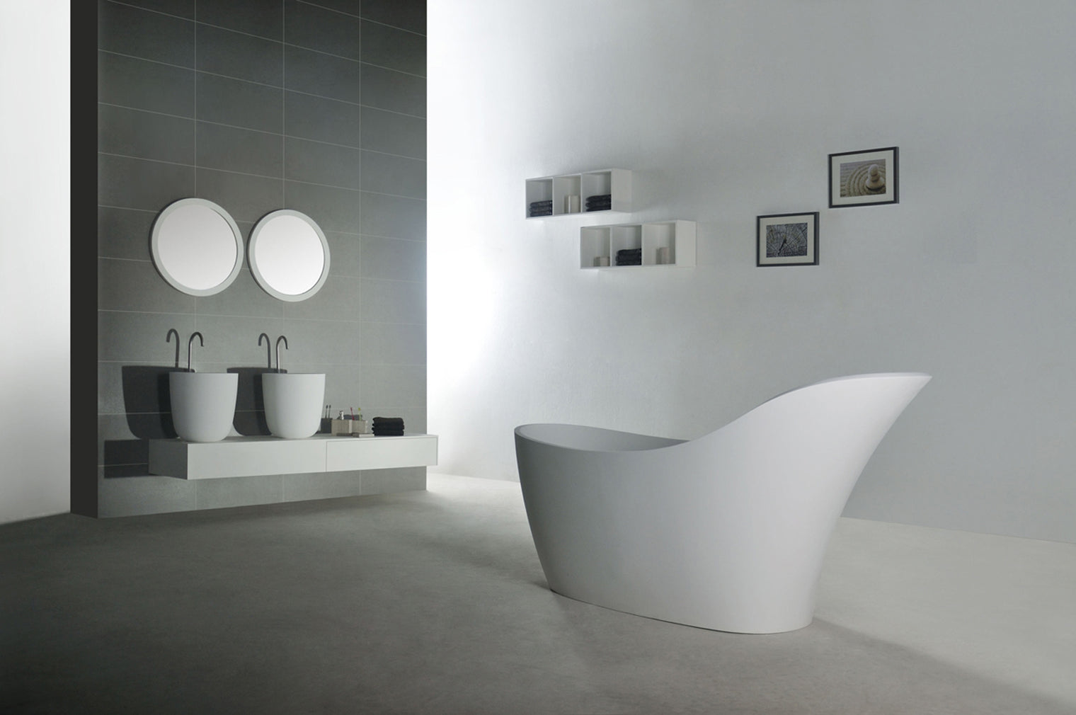 Luca 169 Freestanding Designer Solid Surfaces Bathtub Luca系列1米6人造石設計師獨立式大浴缸採用特別溢水設計 獨特的高低設計可更舒適躺下享受沐浴體驗