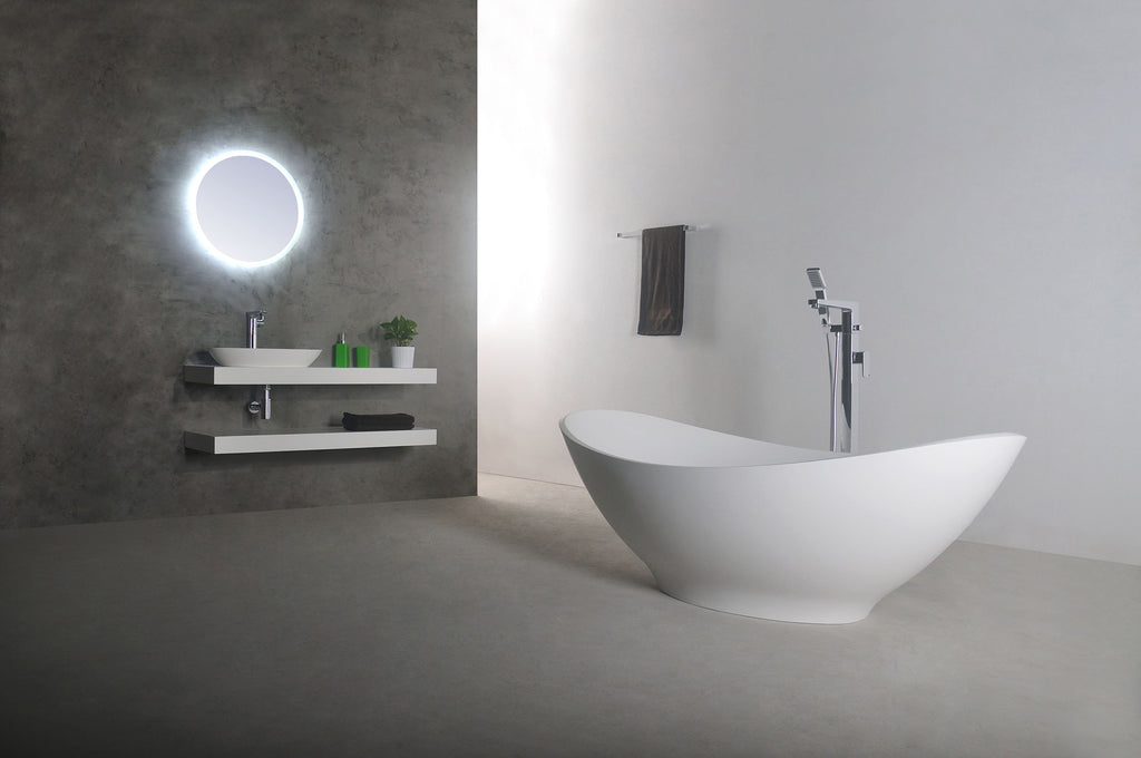 Naples 180 Freestanding Solid Surfaces Oval Bathtub Naples系列1米8鵝蛋型人造石獨立式大浴缸採用特別溢水設計