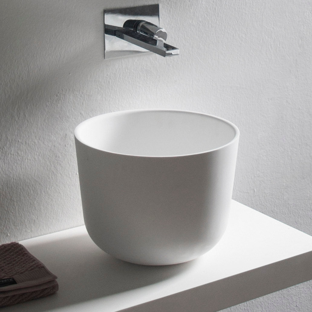 Niagara Laundry 40 Round Solid Surfaces Overcounter Washbasin Niagara系列40厘米圓柱型膚感人造石台上洗手盆