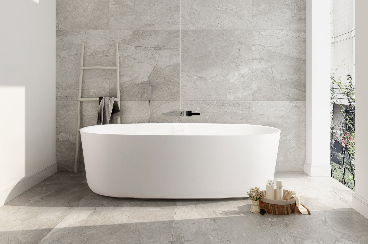 Niagara (Oval) 168 Freestanding Solid Surfaces Oval Bathtub Niagara系列1米6鵝蛋型人造石獨立式大浴缸採用特別溢水設計