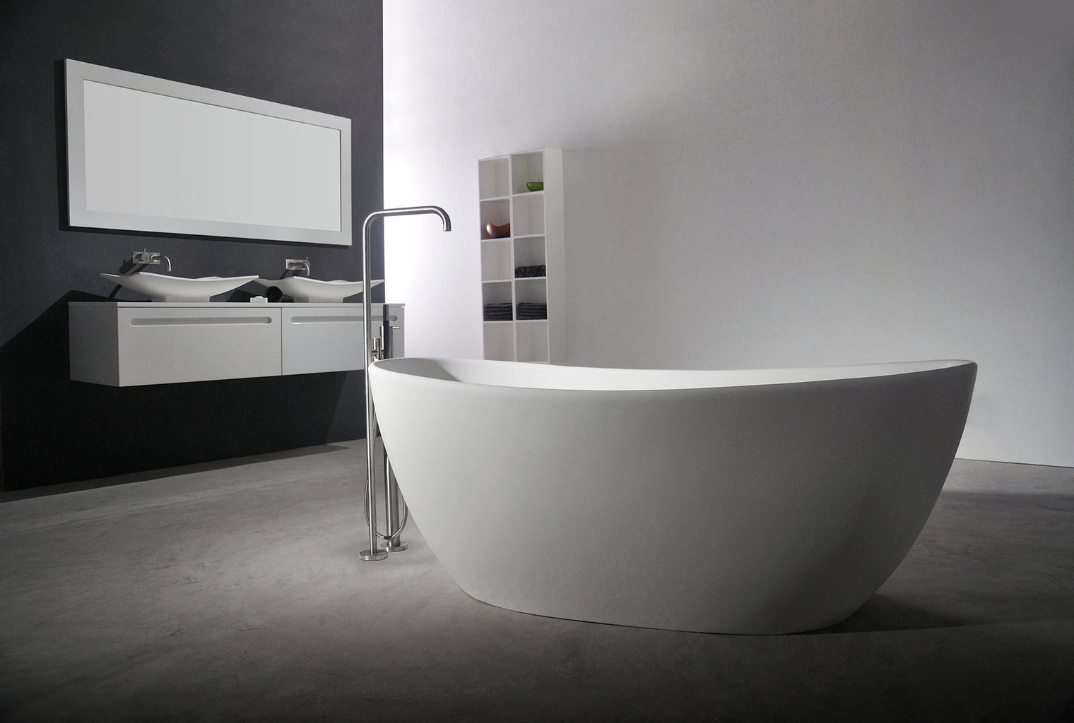 Erba 169 Freestanding Solid Surfaces Egg Bathtub Erba系列1米6蛋型人造石獨立式大浴缸採用特別溢水設計